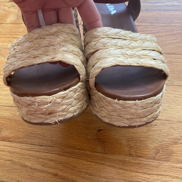 Prada Straw Leather Wedges - Picture 3 of 13